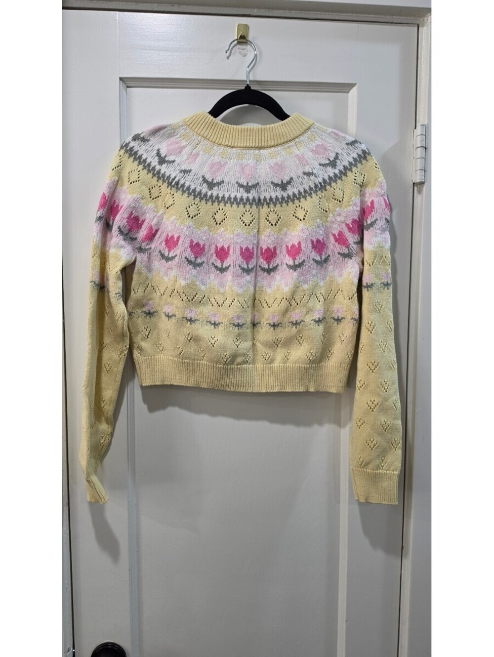 Freshman 1996 Yellow Floral Knit Cardigan Sweater Size Small NWOT - Picture 5 of 7